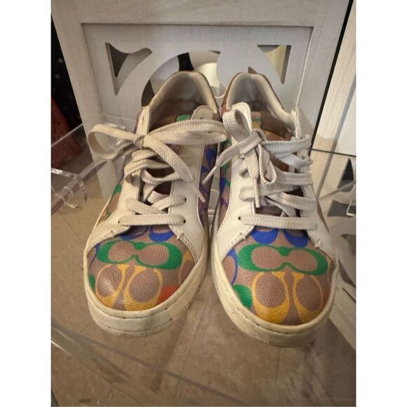 Coach pride signature rainbow Outline High Top Fashion Sneaker size 8b men’s - Picture 1 of 6